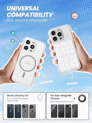 Klearlook Magnetic Suction Phone Mount for MagSafe Case, Removable Sticky Phone Grip Holder for Hands-Free Makeup/Selfie/Live Streaming/Vlog for TikTok & Instagram Influencer/Creator, Classic White - Classic White thumbnail 2