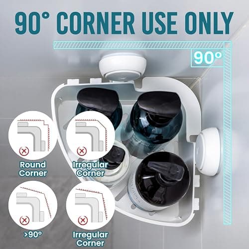 TAILI Corner Shower Caddy Suction Cups Heavy Duty,Small Bathroom Shower Shelf Storage Basket Wall Mounted Organizer for Shampoo,Conditioner,Plastic Shower Rack for Kitchen,Drill-Free Removable thumbnail 4