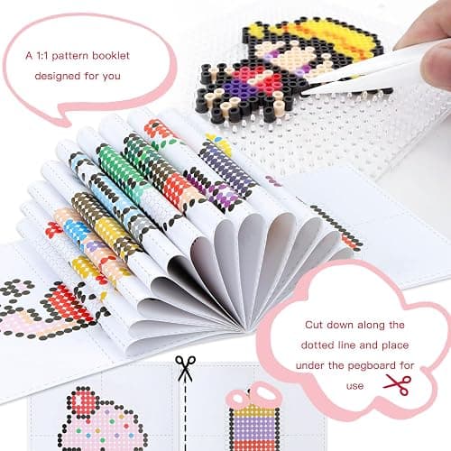 QUEFE Fuse Beads Kit 15000 Pcs 72 Colors 5mm Beads Craft Kit Including Pegboard, Melting Beads, Ironing Paper, Tweezers & Colorful Hooks, Christmas Home School Arts and Crafts Supplies for Girls thumbnail 4