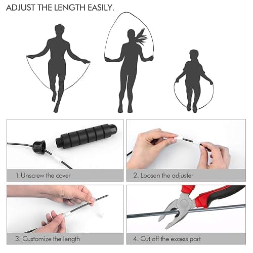 Jump Rope, Tangle-Free Rapid Speed Jumping Rope Cable with Ball Bearings for Women, Men & Kids, Adjustable Steel Jump Rope with Foam Handles for Home Gym Exercise Fitness Workout Equipment & Slim Body thumbnail 4
