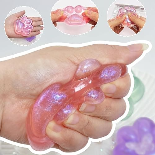 Cat Paw Squishy Squeeze Toys Pinch Cute Fufu Squishy Toys for Anxiety Relief Soft Stress Toys for Relaxation Party Favors Novelty Things Adults Birthdays Cosplay Party (1Pcs Pink) thumbnail 3
