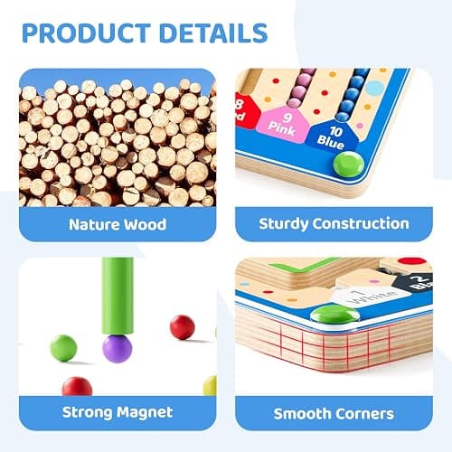 zhiwuzhu 2 in1 Magnetic Color and Number Maze,Wooden Montessori Preschool Learning Activities Toys,Toddler Travel Essentials Toys,3 4 5 Year Old Boy Girl Birthday Gift Toys thumbnail 5