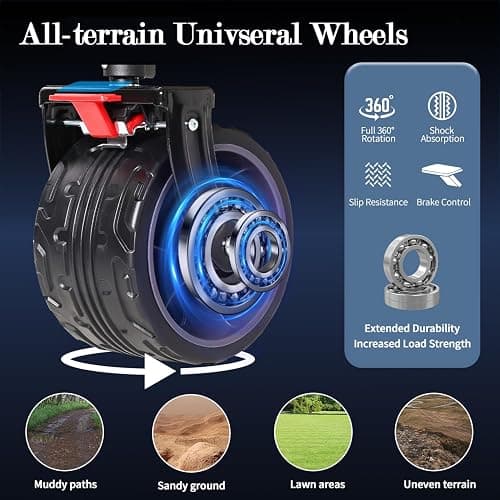 MOON LENCE Collapsible Foldable Wagon Cart, 220L Large Weight Capacity Folding Utility Wagon with All-Terrain Big Wheels, Utility Cart Wagon for Garden, Grocery, Shopping, Camping, Beach, Picnics thumbnail 4