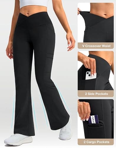 G Gradual Women's Fleece Lined Pants Water Resistant Winter Thermal Flare Leggings Hiking Snow Pants for Women 4 Pockets thumbnail 5