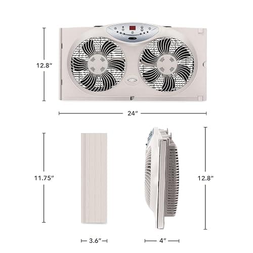 Bionaire Window Fan with Reversible Airflow Blades – 3-Speed Settings, Programmable Thermostat, LED Display, Remote Control, Fits 24–36" Windows, No Assembly Required thumbnail 2