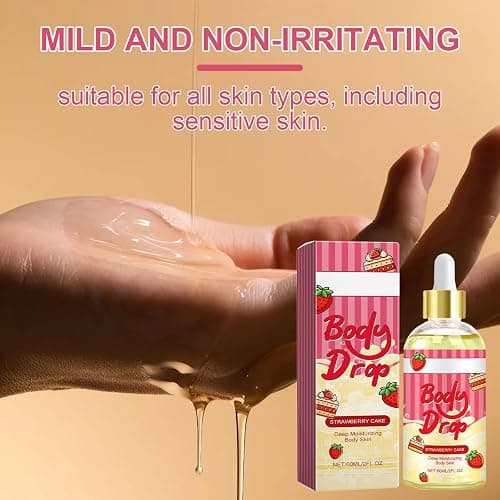BlueBouff Body Juice Oil Strawberry Shortcake, Strawberry Pound Cake Body Oil Scented, Hydrating and Moisturizing for All Skin Types(60ML/2PCS) thumbnail 2