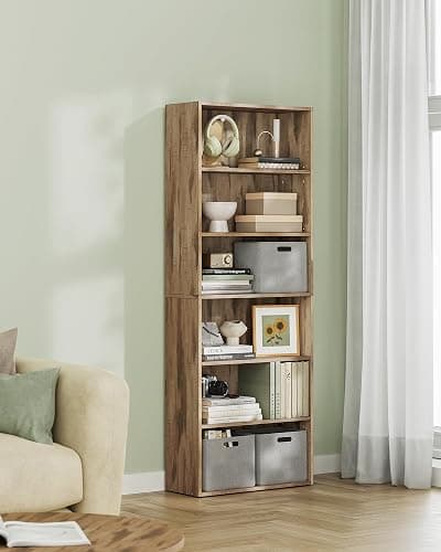 VASAGLE 6-Tier Bookshelf, Storage Organizer, 23.6 x 9.5 x 63.2 Inches | Particleboard and MDF, for Home Office, Camel Brown, CUSTOS Collection ULBC166T50 thumbnail 4
