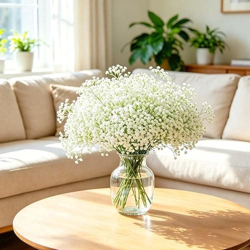 6Pcs Babys Breath Artificial Flowers, 21'' White Gypsophila Fake Flowers | Realistic Baby Breath Flowers Artificial Bulk for Wedding Centerpieces Bouquet Floral Arrangement Baby Shower Vase Filler thumbnail 5