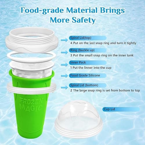 Slushy cup Slushie Maker Cup,Frozen Magic Slushy Cup - Create Delicious Slushies Anywhere with This Fun and Cool Slushie Maker Cup! (Green＋Blue, Large) thumbnail 4