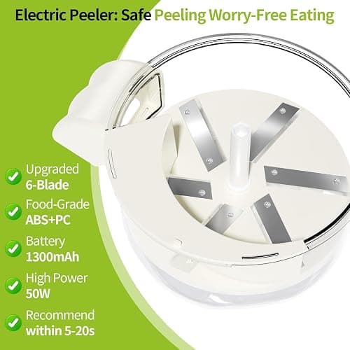 Automatic Peeling Machine, Upgraded 6 Leaf Blade Electric Grape, Cherry Tomato & Garlic Peeler, Rechargeable Wireless, Easy Clean Portable Kitchen Tool for Salad Prep & Picnic (White) thumbnail 4
