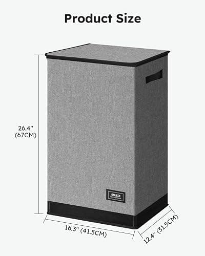 SOLEDI Laundry Hamper with Lid 90L Large & Tall Collapsible Laundry Basket, Clothes Hamper with Bag Removable Easy to Carry, Dirty Hampers for Bedroom, Bathroom, Dorm, College, Grey thumbnail 3