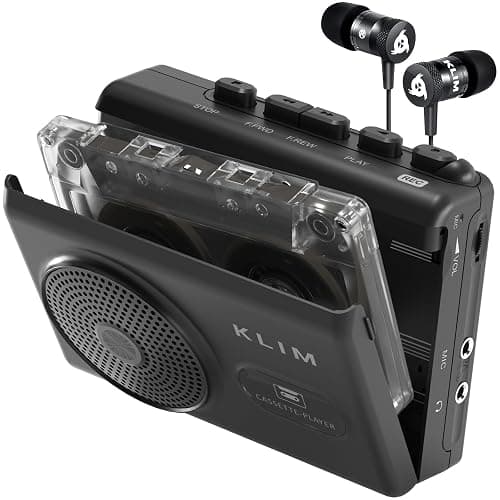 KLIM K9 Cassette Tape Player – Portable Cassette Player & Tape Recorder with Built-in Speaker & Microphone, Headphone Jack, AA Batteries (Included)/AC Powered, Includes Earphones - Image 1