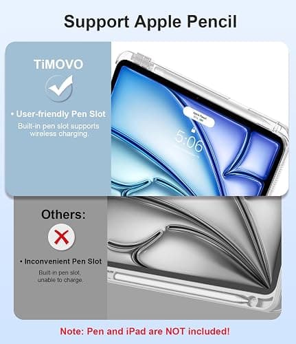 TiMOVO Case for iPad Air 11 Inch M4 2026/M3 2025/M2 2024, iPad Air 5th Generation 2022/4th Gen 2020 10.9 Inch with Pencil Holder, Stand Cover with Translucent Back, Auto Wake/Sleep, Apricot Gray thumbnail 3