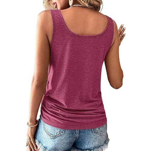 Womens Tank Tops, 2 Pack Summer Tank Tops for Women 2026, Sleeveless U Neck Loose Button Casual Henley Tops Shirts thumbnail 6