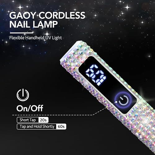 GAOY Handheld UV Light for Gel Nails, Mini Nail Lamp, Portable Cordless Rechargeable, Fast Curing, Diamond thumbnail 2