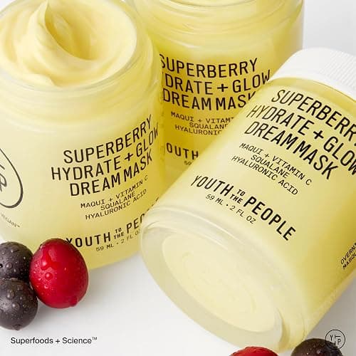 Youth To The People Superberry Dream Mask - Hyaluronic Acid + Vitamin C Face Moisturizer + Overnight Facial Mask, Hydrates + Plumps + Brightens Skin, Evens Skin Tone, For Dry + Dull Skin, Non-Greasy thumbnail 8