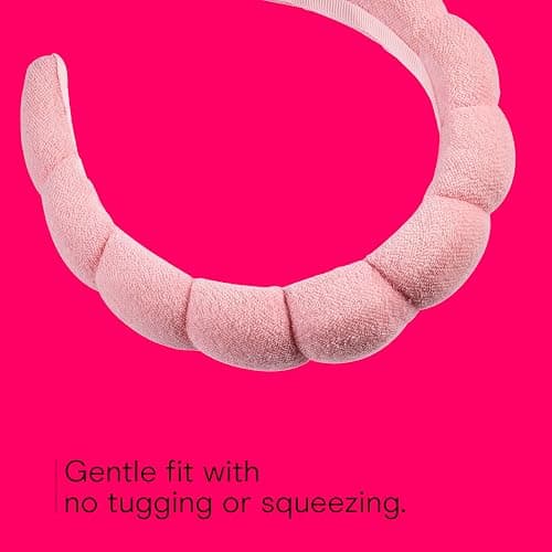Conair Spa Makeup and Face Washing Headband, Pink Bubble Design, 1 Count, Ultra-Absorbent Microfiber Headband for Washing Face, Soft Terry Cloth, No-Squeeze, No-Pull Band Gentle on Hair and Head thumbnail 4
