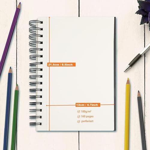 Joibabe 5.5" x 8.5" Sketch Book ，2 Pack 80-Sheets (68lb/100gsm)，Double-Sided Hardbound Sketchbook, Spiral Bound,Acid Free Paper Painting Drawing Writing Sketching Pad for Kids Adult Teens Girls Boys thumbnail 4