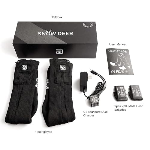SNOW DEER Upgraded Rechargeable Electric Heated Socks,7.4V 2200mAh Battery Powered Cold Weather Heat Socks for Men Women,Outdoor Riding Camping Hiking Motorcycle Skiing Warm Winter Socks thumbnail 8