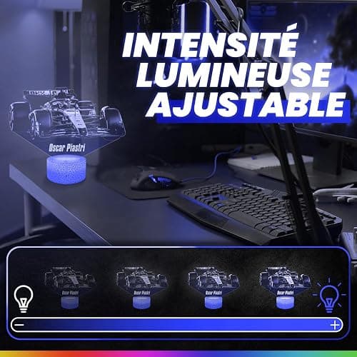 Lampephoto.fr - Lampe Oscar Piastri Pilote F1 Veilleuse 3D Formule 1 | Fait en France, Socle et Format au Choix, Luminosité Ajustable, Piles/USB, Gravure HD au Laser, Idée cadeau Homme fan de F1 thumbnail 3