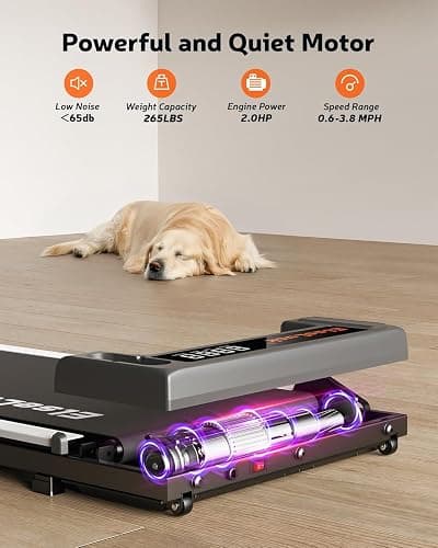 Elseluck Walking Pad Treadmill, Under Desk Treadmill with Remote Control, Walking Jogging Running Machine with LED Display, Portable for Home and Office, Gray/Sliver thumbnail 2