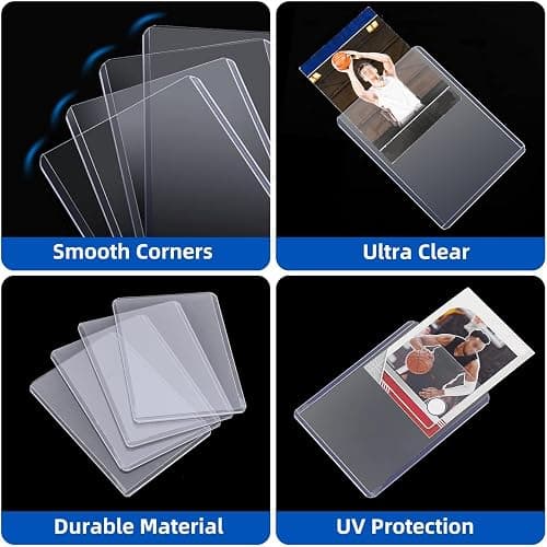 400 Card Sleeves Top Loaders for Cards, Arjiekwei 3"X4" Baseball Cards Protectors Hard Plastic, Premium Toploaders Holder for Trading Sports Football Game Card(200 Top Loaders + 200 Penny Sleeves) thumbnail 4