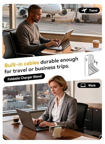 Gxorul Magnetic Portable Charger, 10000mAh Power Bank with Leather Foldable Stand - Travel Essentials, USB-C 20W Fast Charging for Magsafe Battery Pack, Compatible with iPhone 17/16/15/14/13 Series thumbnail 6