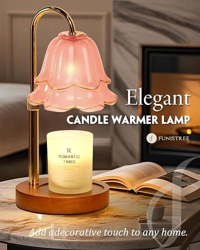 Pink Candle Warmer Lamp with Timer & Dimmer, Adjustable Height Christmas Gifts Birthday Gifts for Women Mom, Flower Candle Lamp Warmer, Wax Warmer with 2 Bulbs, House Warming New House Decorations thumbnail 2