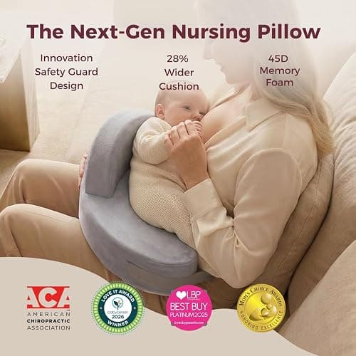 Momcozy Cozylite Nursing Pillow for Breastfeeding - Supportive Memory Foam | Innovative Safety Guard, Adjustable Waist Strap for All Body Types, 28% Wider Surface, Soft Removable Cover, Mom Comfort thumbnail 6