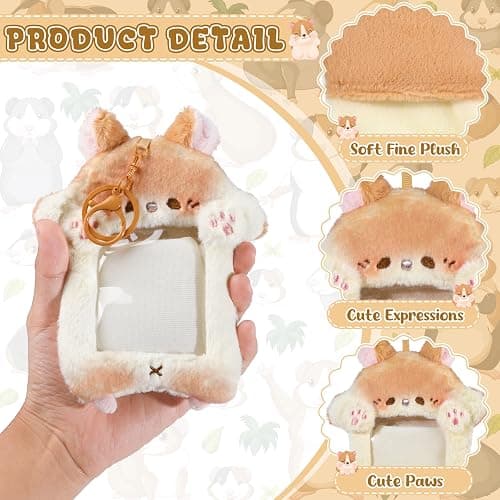 NEWEST Hamster Plush Kpop Photocard Holder with Keychain, Cute Hamster ID Badge Holder Protector Cover, Soft Cartoon Animal Photo Case Sleeves Stationery for Idol ID Card Student Worker Bag Charm thumbnail 4