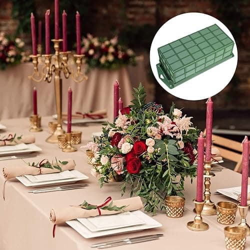 Mwellewm 2 Pcs Floral Foam Cage for Fresh and Artificial Flowers, Dry and Wet Rectangle Flower Cage Holders with Floral Foam Floral for Fresh Flowers, Wedding, Home and Garden Decorations thumbnail 5