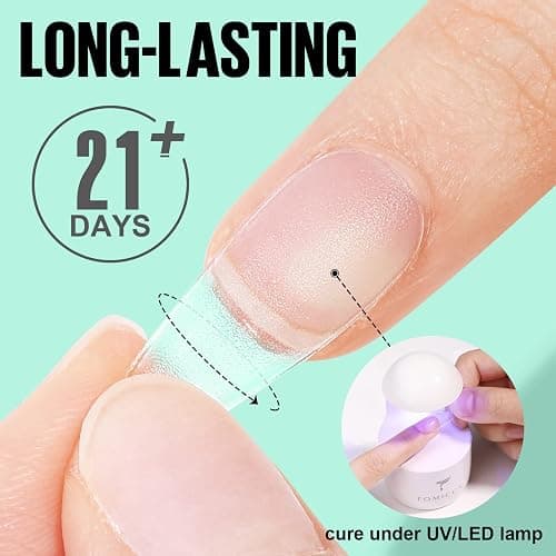 TOMICCA Colle Faux Ongles-2PCSx15ml| Colle Ongle Capsule Gel UV,Gummy Base Gel Pour Pose Américaine Ongles Capsules, Nail Extend Durcissement Nécessaire UV-4 en 1 thumbnail 2