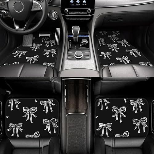 Black White Bows Car Floor Mats with Non-Slip Backing Absorbent Car Carpets Interior Protector for Cars Suvs thumbnail 6