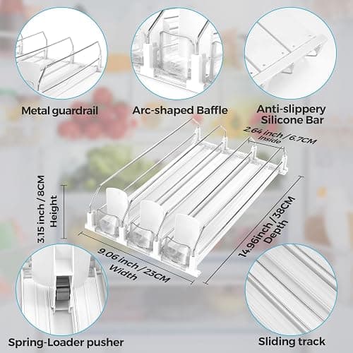 Automatic Soda Can Organizer Refrigerator Can Dispenser for Beer Soda Seltzer already Assembled Drink Pop Can Holder Self-Pushing Drink Organizer for Fridge Storage 15 cans of 11.15oz 12oz 16oz 16.9oz thumbnail 6
