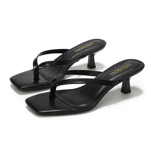 LULLASONG Women's Kitten Heels Sandals Square Open Toe Flip Flop Heels 1.8-2 Inch Heeled Sandals for Women thumbnail 4