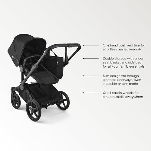 Bugaboo Donkey 6 Single-to-Double Convertible Stroller - Heritage Black | Side-by-side design, newborn and toddler use, XL storage basket, one-hand steering thumbnail 4