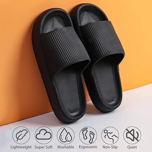 rosyclo Cloud Slippers for Women and Men, Pillow House Slippers Shower Shoes Indoor Slides Bathroom Sandals, Ultimate Comfort, Lightweight, Thick Sole, Non-Slip, Easy to Clean thumbnail 2