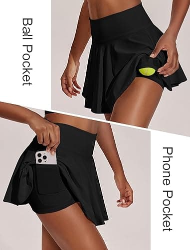 PINSPARK Womens Tennis Skirt Pleated Athletic Skirts with Pockets Shorts High Waisted Golf Skort for Workout Pickleball thumbnail 3