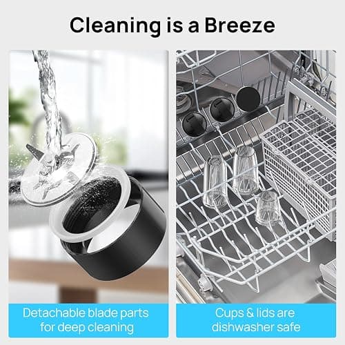 Consciot CB08 11-Piece Blender for Kitchen and Personal Size, Blend Shakes and Smoothies, Frozen Drinks, Baby Food, Spreads & More, 3 Portable To-Go Cups & 2 Spout Lids & 1 Solid Lid, 900 Peak Watts thumbnail 7