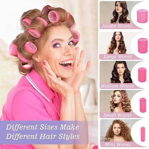 5 Size Hair Rollers, 72Pcs Roller Set, Hair Curlers for Blowout Look Long, Short Hair, Jumbo Large Big Small 30 Hair Rollers, 40 Roller Clips, Tail Comb, Storage Bag thumbnail 4