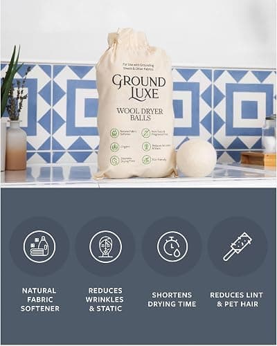 GroundLuxe Premium New Zealand Wool Dryer Balls - 6-Pack, 100% Organic, Hand-Felted, Reusable, Reduce Drying Time - Natural Fabric Softening, Wrinkle & Static Reduction thumbnail 3