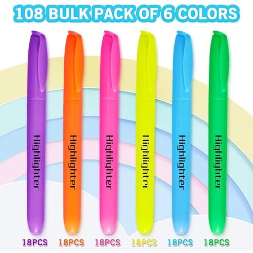 Duchong 108 Highlighters Bulk, Highlighters Assorted Colors, Chisel Tip Dry-Quickly No Bleed Highlighter, Office Classroom Must Have, Back to School Supplies for Teachers(Multicolor) thumbnail 4