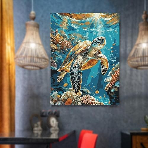 Lovepefe Sea Turtle Diamond Art Painting Kits for Adults Paint with Diamond Kit for Beginners DIY Full Drill Gem Art Home Wall Decor 12 X 16 Inch thumbnail 2