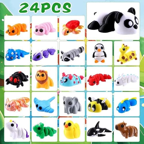 JOICEE 2025 Christmas Advent Calendar with Mini 3D Print Animals, 24 Days Mini Animal Figurines Toys Set Xmas Articulated Flexible Fidget Gifts for Kids Boys Girls Christmas Party Favors thumbnail 4