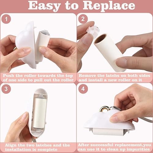 Mini Travel Lint Roller, Reusable Pet Hair Remover for Clothes with 150 Refillable Sheets (White) thumbnail 7