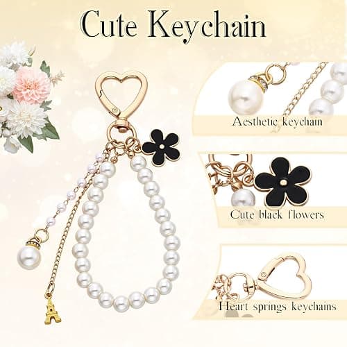 Sureio 5 Pcs Bag Extender Chain Pearl Purse Chain Ribbon Bow Keychain Extender Bag Strap Purse Charms Accessories for Handbag thumbnail 3
