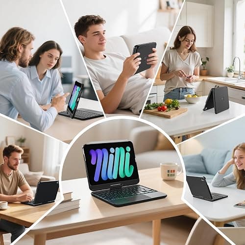 RAYMCRAFT Keyboard Case for iPad mini 7 A17 Pro(2024) & Mini 6 (2021) 8.3", 360° Rotate Case for iPad mini 7th/6th Generation, 7 Colors Backlit Keyboard with Trackpad, Type-C Rechargeable, Black thumbnail 9
