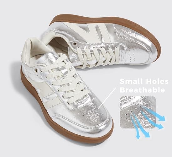 LUCKY STEP Women Classic Retro Gum Sole Fashion Sneakers Casual Tennis Skate Shoe Genuine Leather Walking Footwear Anti Slip Trainers thumbnail 3