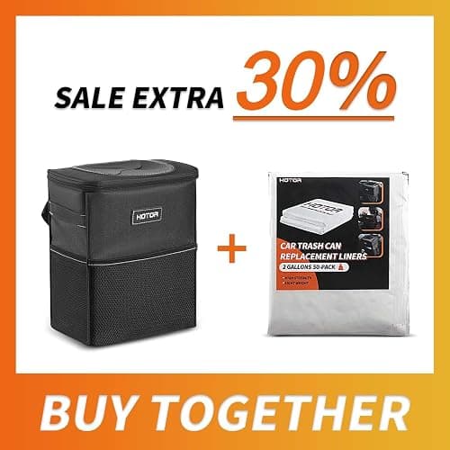 HOTOR Car Trash Can Black and Trash Bags Car Trash Can(2 Gallons 50 Pack) - Image 1