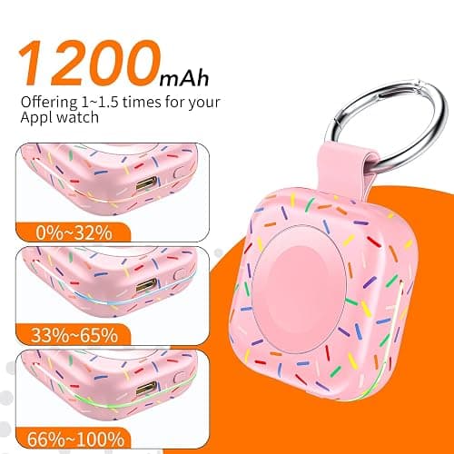 Portable Wireless Charger for Apple Watch 9,1200mAh Fast Charging iWatch Charger Keychain,Magnetic Wireless Travel Power Bank for Apple Watch Series11/ 10/9/8/7/6/SE/5/4/3/2/1/Ultra, Festival Gift thumbnail 2